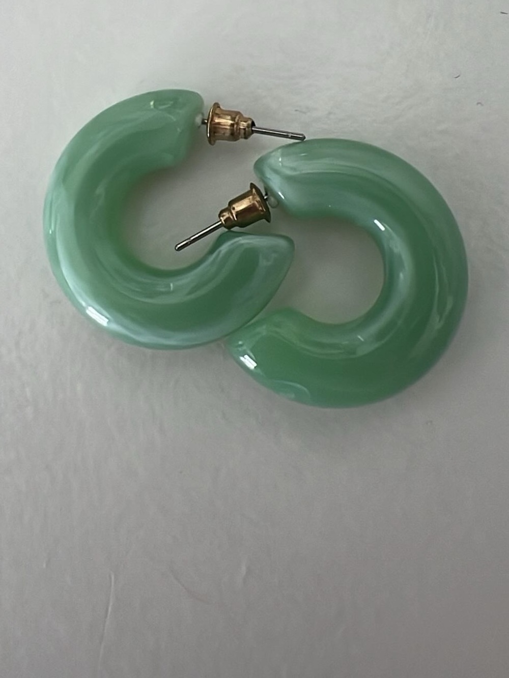 Green Hoop Resin Earrings - Unbranded